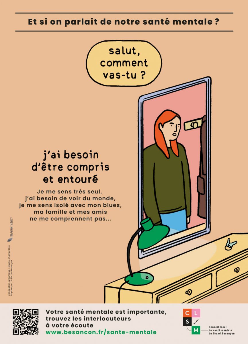 Affiche sur la santé mentale pour le clsm de Besançon