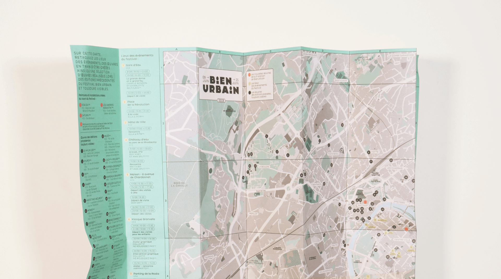 Photo d'un détail de la carte de la ville de Besançon dessiné par champ libre
