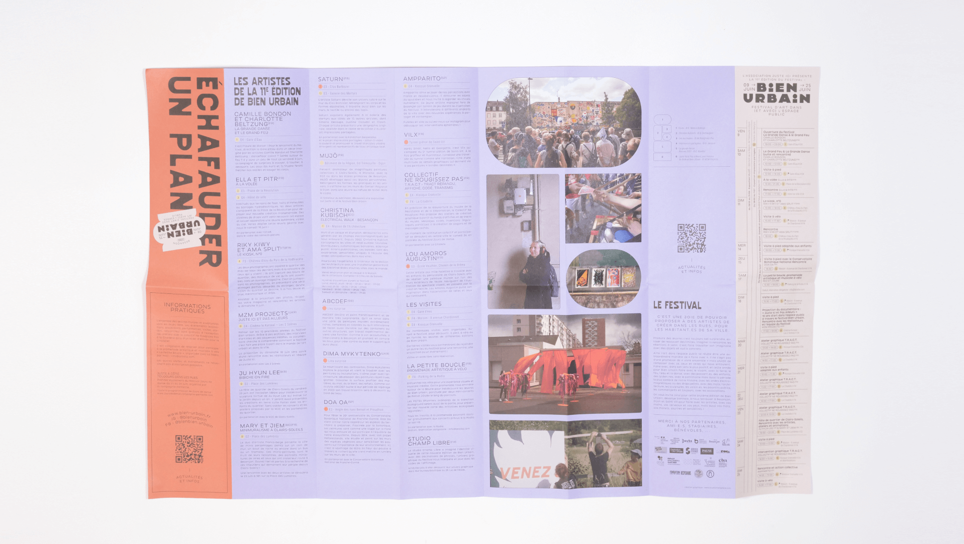 Programme du festival mis en page par le studio champ libre pour le festival bien urbain