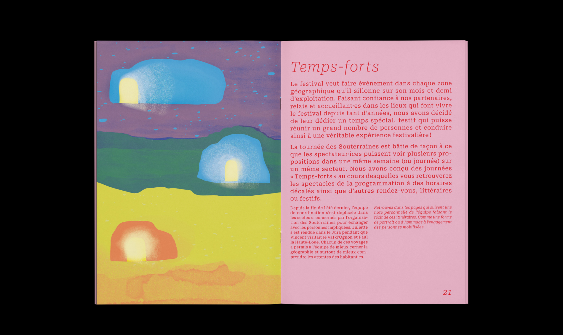 edition de la brochure pourle festival de theatre les souterraines à besançon