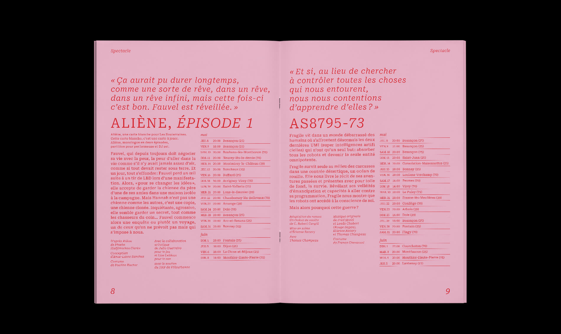 pages intérieures et détail de la mise en page du programme