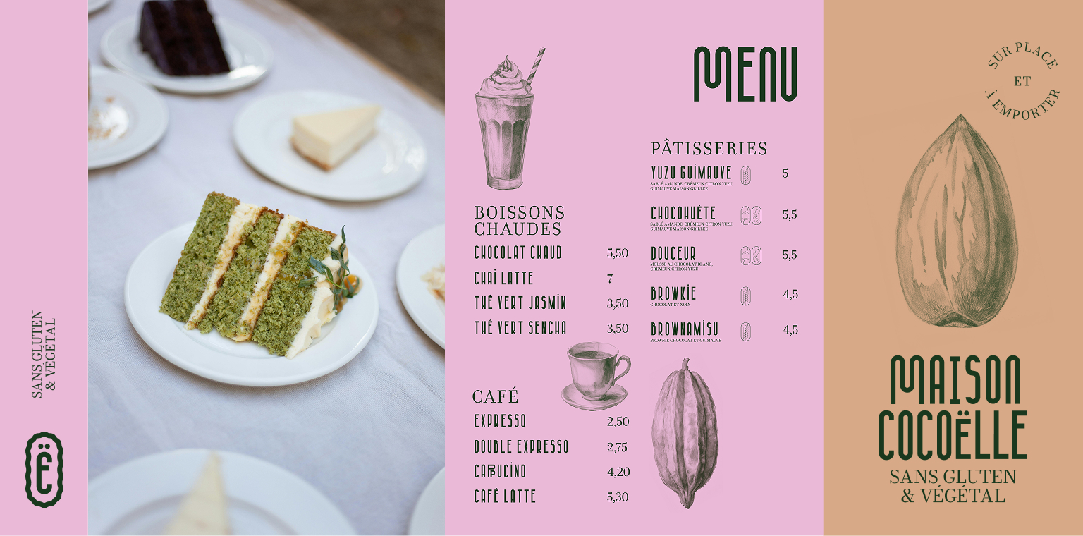 graphisme et mise en page du menu du restaurant