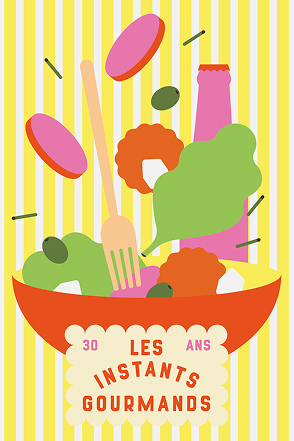 design graphique de la carte postale pour les Instants gourmands à Besançon par l'agence de communication studio champ libre