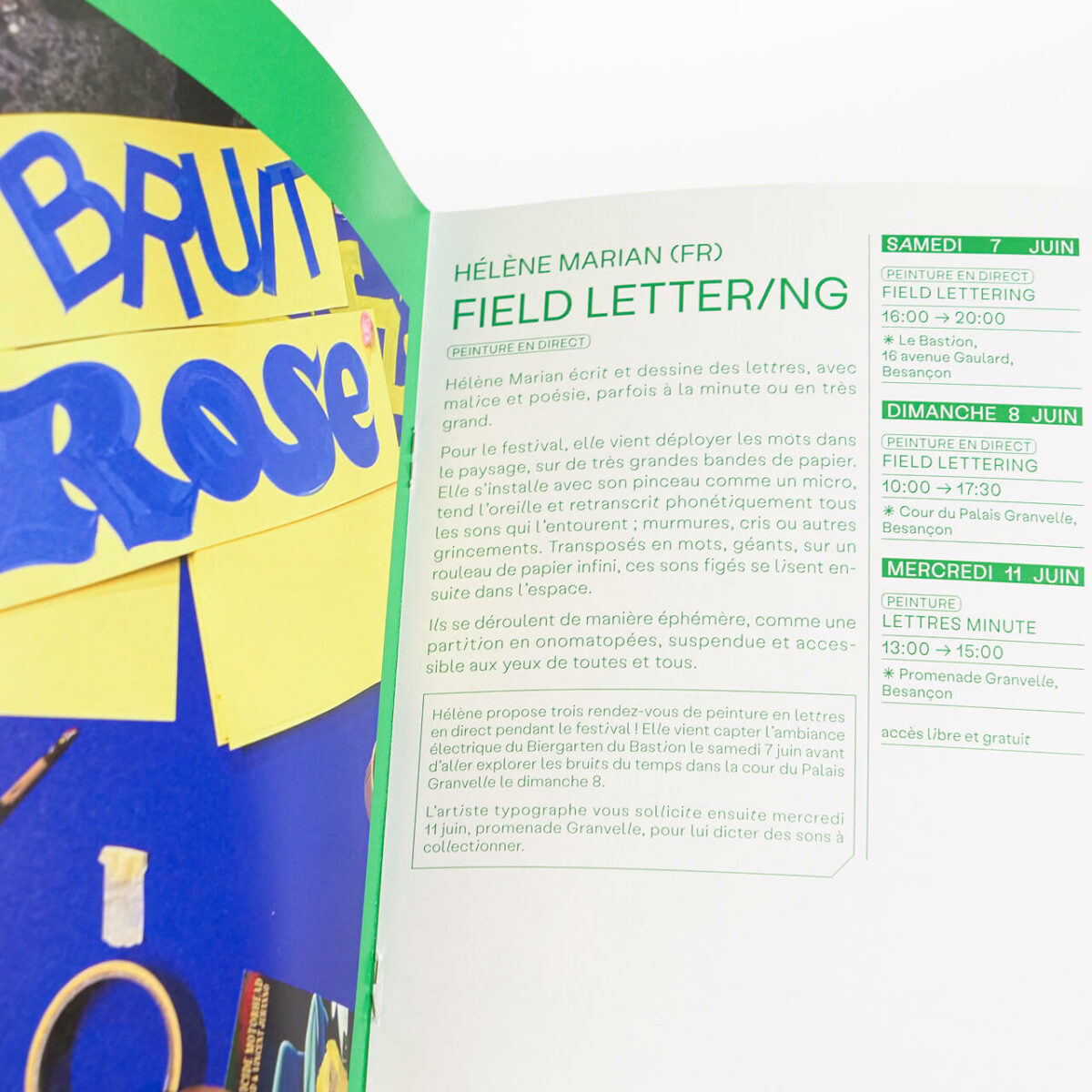 Mise en page et graphisme du programme du festival et présentation des artistes et invités